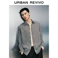 UR2025夏季新款男装时尚设计感条纹拼接开襟衬衫UMF250034