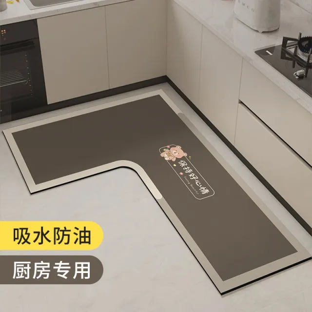 厨房地垫防油防水2025新款硅藻泥吸水专用l形脚垫耐脏免洗地毯垫