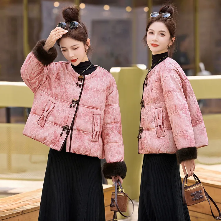 新中式国风羽绒服女2025冬季新款高级感复古加厚保暖白鸭绒短外套