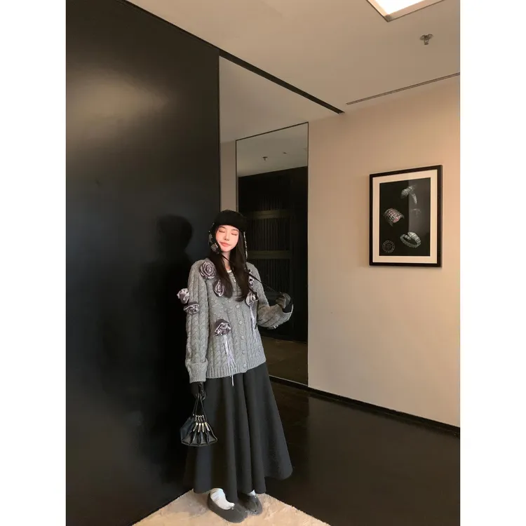 区区欧阳'冬日圆舞曲'艺术生!超重工3M用料高质羊毛加绒a字裙裤