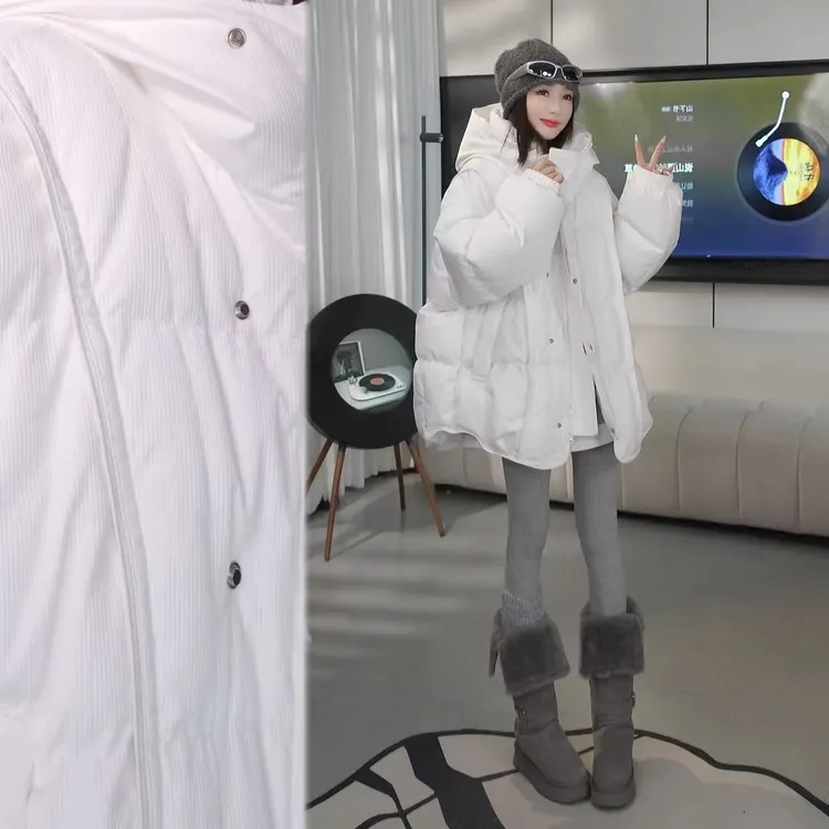 【赵YIYI】羽绒服立体剪裁宽松休闲外套立领连帽保暖加厚Y22581