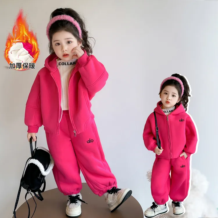 女童套装秋冬装2025新款洋气儿童衣服加绒宝宝卫衣裤子两件套冬季