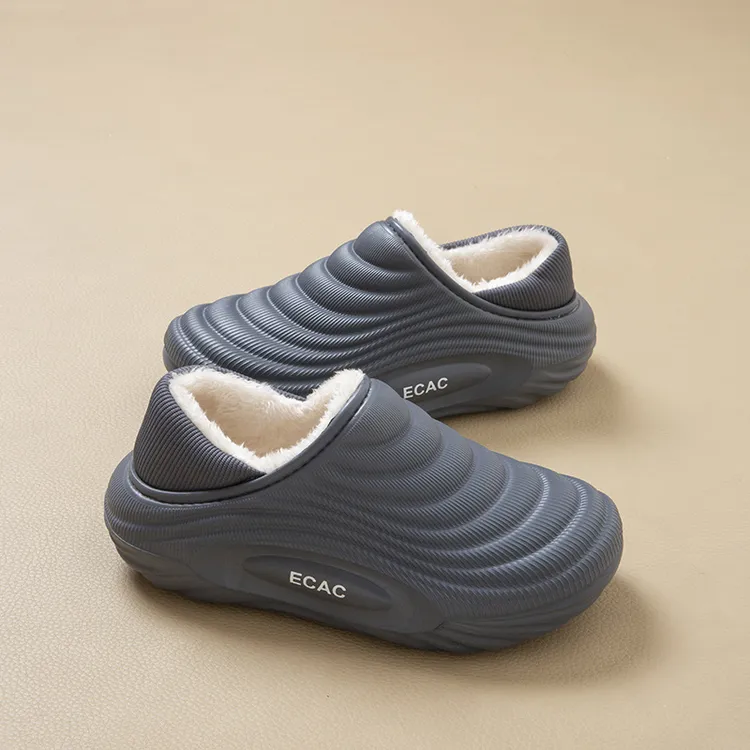 防水包跟棉拖鞋冬天女秋冬季新款室内防滑保暖厚底外穿加绒棉鞋男