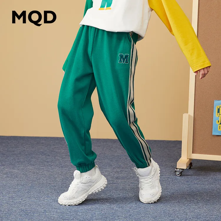 MQD童装秋新款男童基础针织裤儿童条杠运动长裤潮9223W1601
