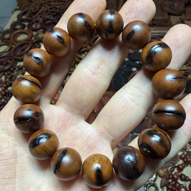 非金属木质手链 天然保真雷击枣木雷纹天眼天目1.5单圈摆件