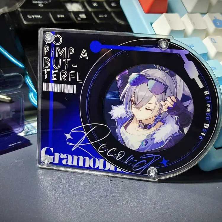 亚克力唱片吧唧砖谷美徽章保护套吧唧展示砖高颜值桌面装饰立牌美