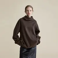 鲸乎松弛慵懒风连帽套头卫衣女25秋冬落肩显瘦百搭针织休闲棉外套