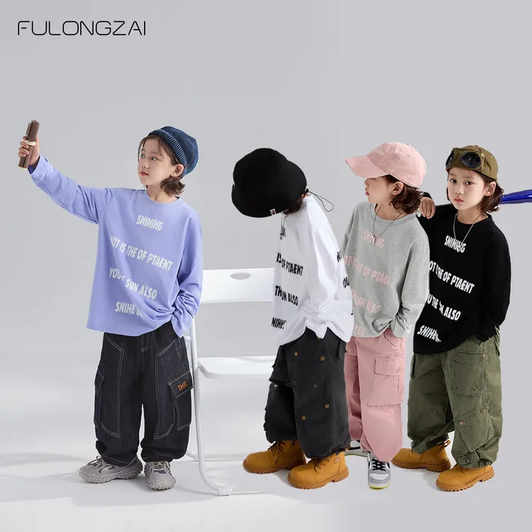 童装潮牌服装春季男童新款中大童宽松纯棉儿童长袖T恤2405100TX