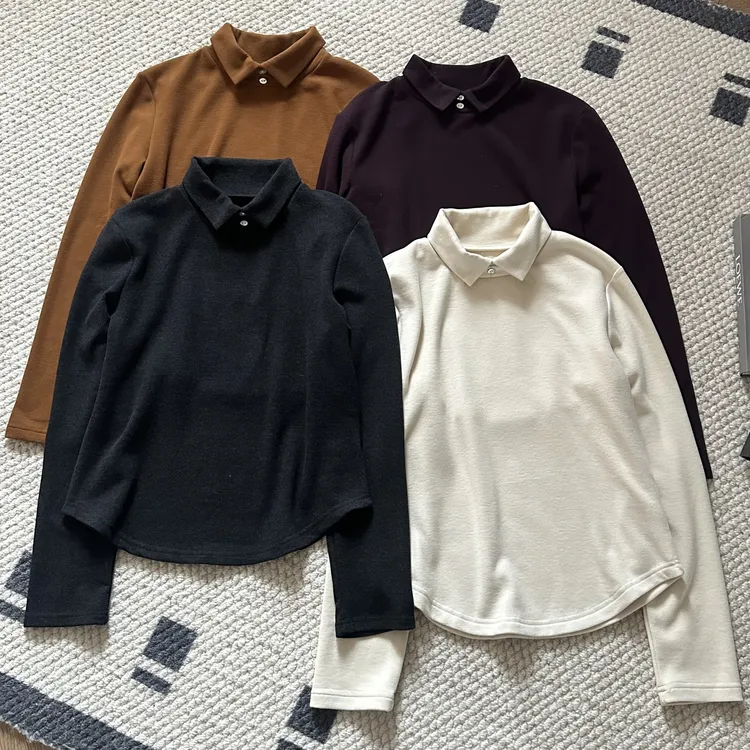 【米可家】双款绒感加厚双纽扣小翻领长袖上衣99368