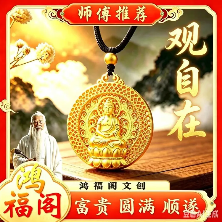 合金吊坠 【师傅推荐】新款古法镂空观自在阿弥陀佛吊坠男女挂饰L8商品图