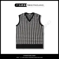 白【千鸟格针织毛衣背心】秋冬保暖舒适潮流时尚男女款122