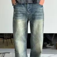 Cloud in Fog/拨雾见云水洗拉链复古宽松男士牛仔裤裤子男士个性