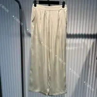 【青青】国风复古真丝缎面松紧腰直筒裤女D554