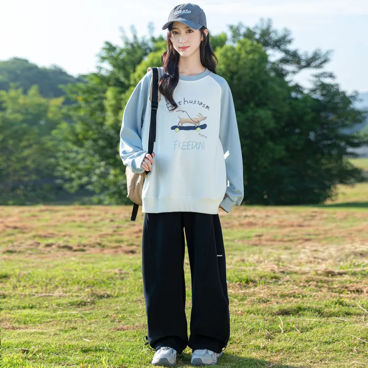 女童秋季套装2024新款潮酷穿搭儿童秋装女大童洋气时髦卫衣两件套