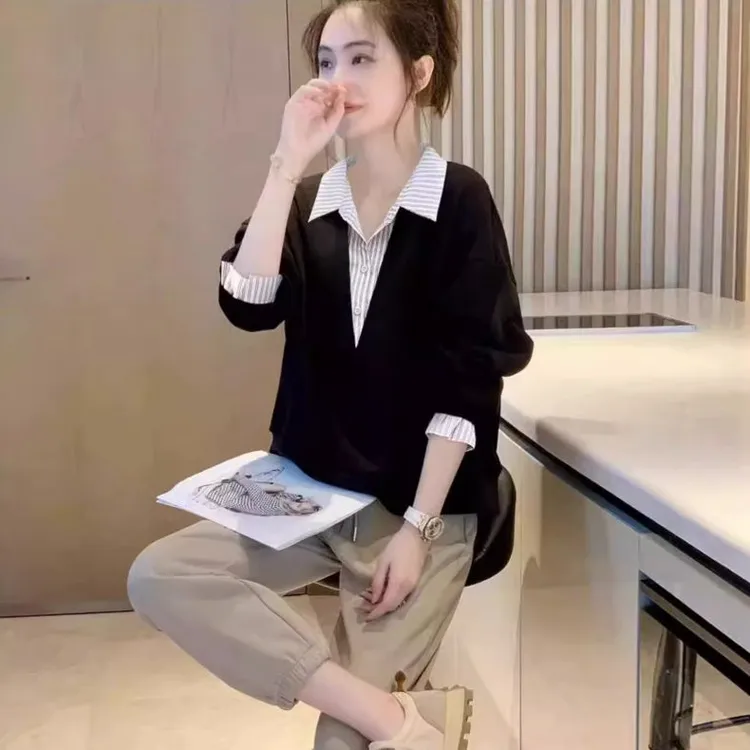 假两件拼接设计感女装衬衫2025秋季新款简约百搭洋气上衣高级感潮