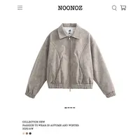 NOONOZ潮牌复古美式褶皱翻领夹克男秋冬中性风高级感飞行员外套