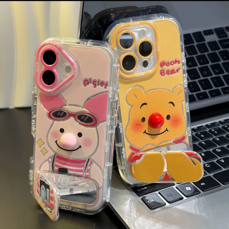 红鼻子维尼熊支架适用苹果16手机壳iPhone15小米14vivoppo华为p70