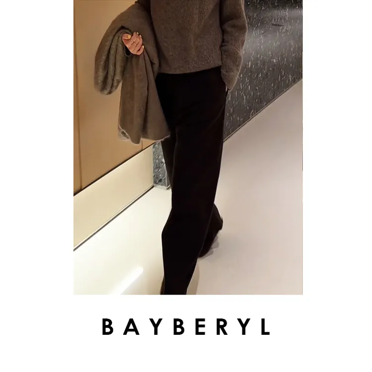 BAYBERYL老贝麦呢裤*腰袢静奢宽松秋毛呢休闲裤XXK5H1101