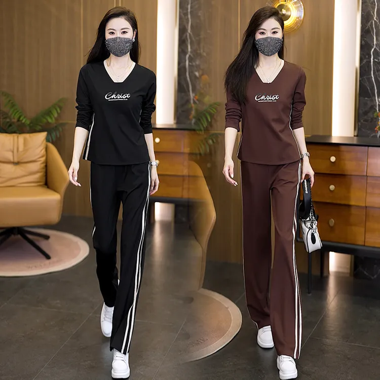 NSY 2025秋季新款大码女装休闲运动套装时尚宽松显瘦减龄两件套女