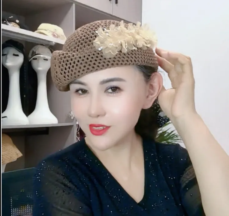 夏季镂空串花空姐帽女帽时尚韩版女士个性甜美优雅贝雷帽网红帽子