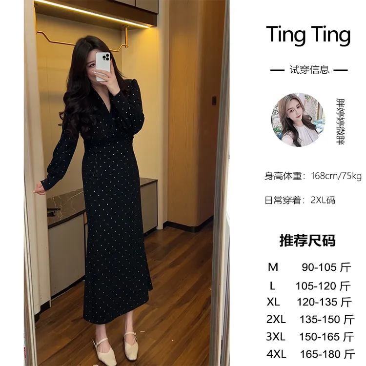 婷婷微胖定制【法式情人】显瘦气质长袖复古日常时尚收腰名媛