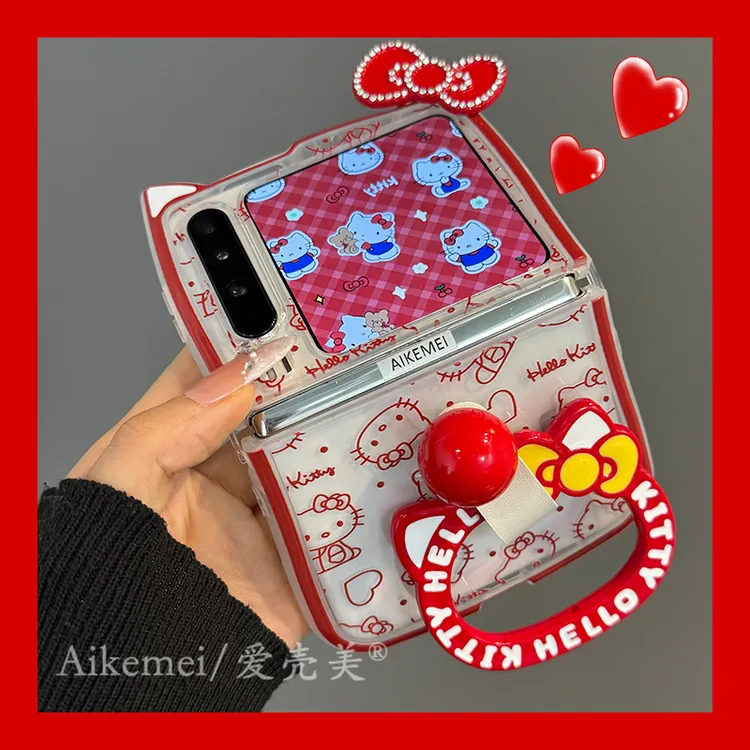 适用华为purax典藏版折叠屏手机壳pocket2卡通kt猫指环扣立体支架