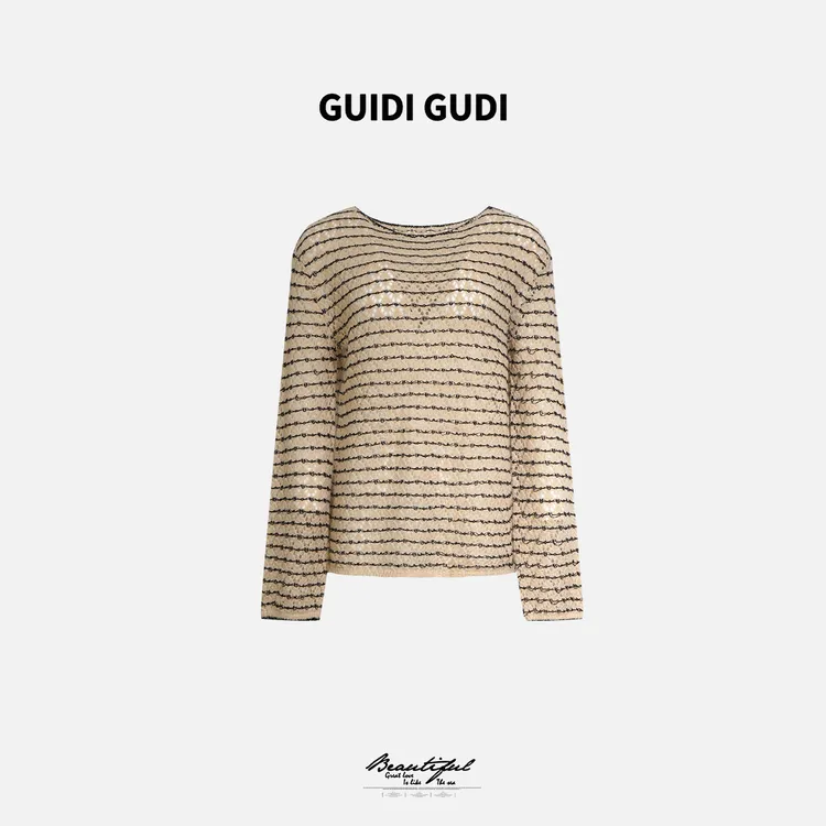 GUIDI GUDI【爱情电台】气质马海羊毛长袖套头毛衣/黄加蓝