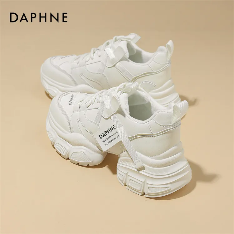 达芙妮老爹鞋女厚底增高女鞋2025新款秋冬季加绒运动鞋棉鞋休闲鞋