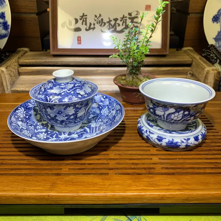 2025新款景德镇一鹭莲升盖碗高档陶瓷茶具汉帝唐韵高温釉下彩