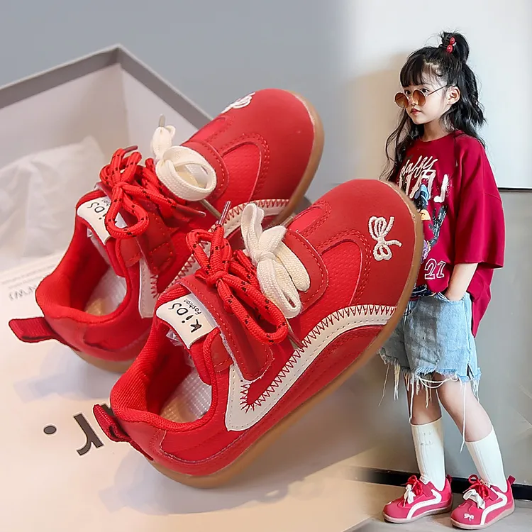 ABC女童鞋子儿童运动德训板鞋2025新款秋季女孩网面透气大童休闲