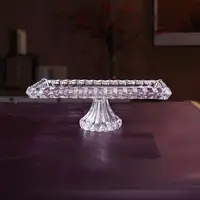 欧式水晶玻璃高脚水果盘客厅大号创意长方形拜访糖果点心托盘