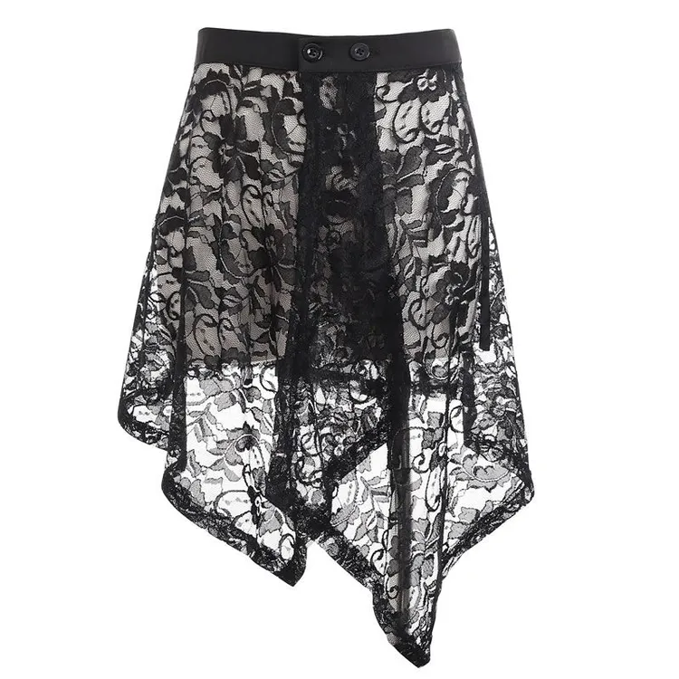 黑色蕾丝镂空百搭半身裙好看的遮屁帘大号跑步舞蹈屁股遮挡帘
