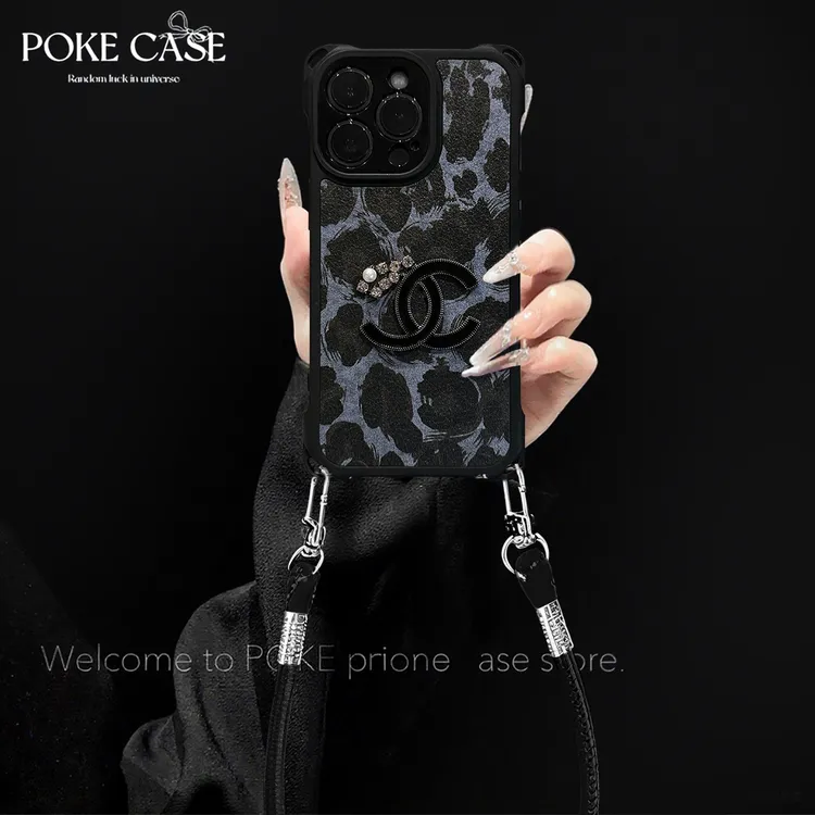 四角挂绳皮纹豹水波纹适用华为红米苹果vivo小米oppo手绳壳