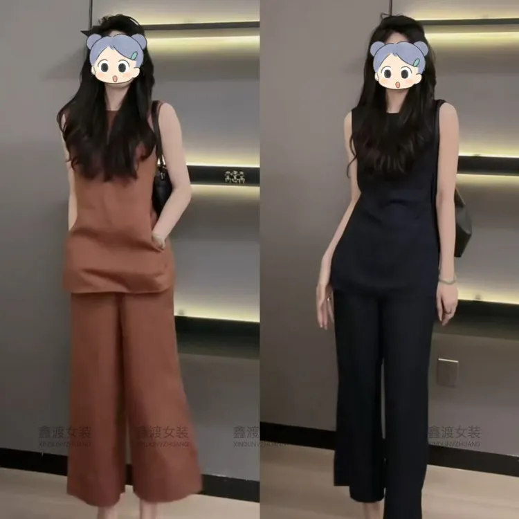 2025夏季新款时尚显瘦气质女士网红洋气两件套百搭款D5809