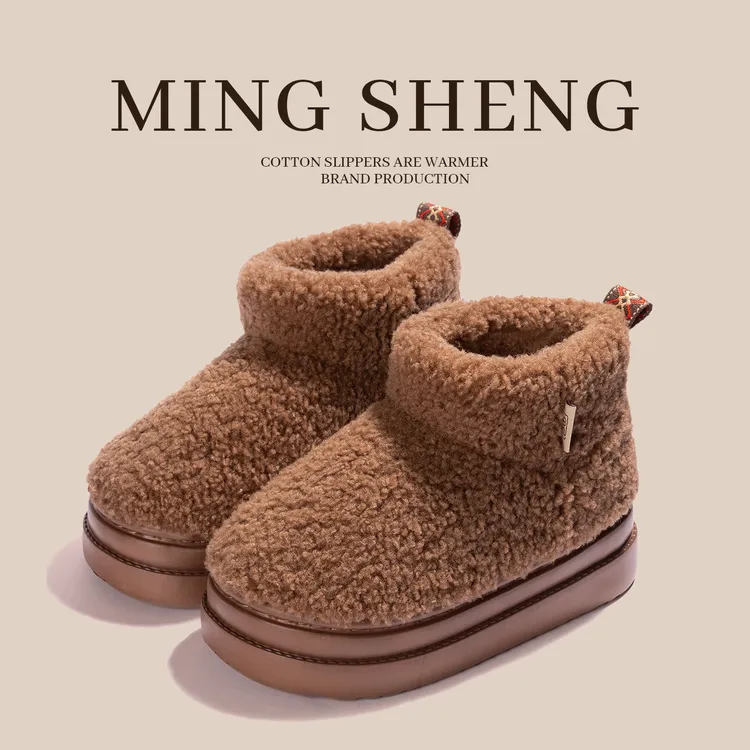 冬季新款保暖雪地靴女厚底时尚加绒加厚棉靴外穿时尚毛绒防滑轻便