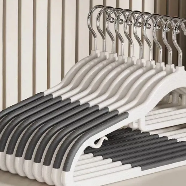 免安装式10个装加粗衣架防滑家用防肩角双位晾晒挂架衣服不起包衣
