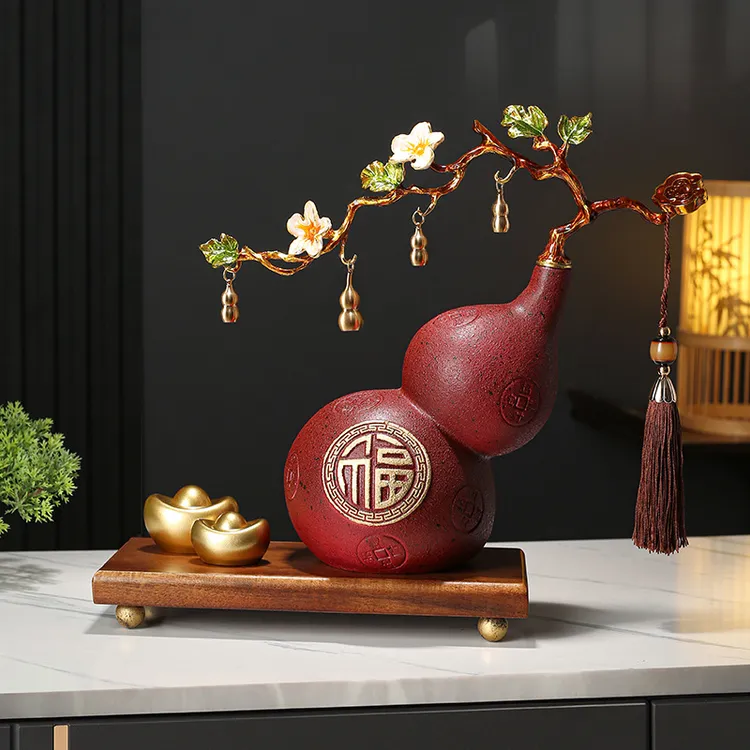 【师傅推荐】新中式福禄招财陶瓷葫芦摆件玄关家居办公装饰品高档