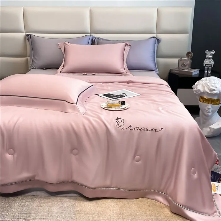 轻奢莱赛尔天丝夏凉被冰丝空调被可机洗夏被单双人纯色夏季薄被子