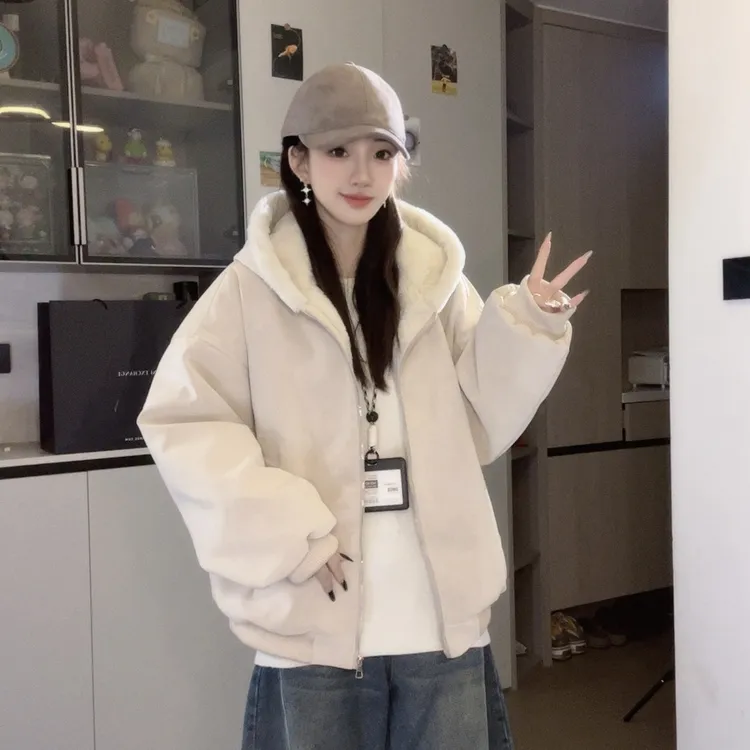 25新款美式座山雕荔枝纹皮冬装外套加绒加厚学生情侣棉服