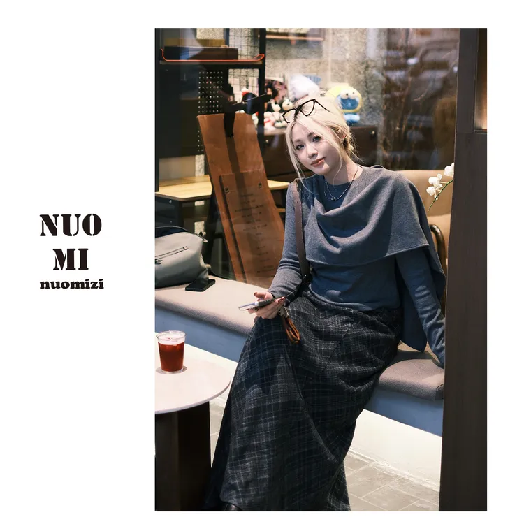 ZOZ糯米子[维度披肩t]假两件加厚针织T恤小众圆领宽松冬季上衣