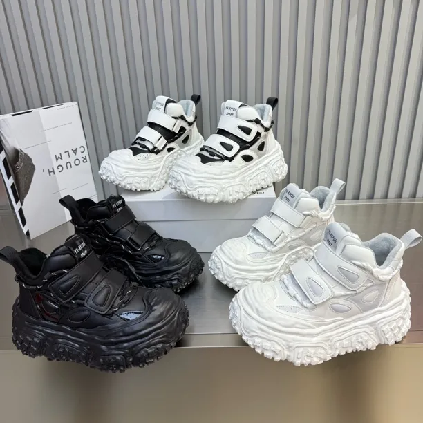 盼，新款厚底松糕溶解底双魔术贴好帮加绒时尚休闲鞋底厚6公分