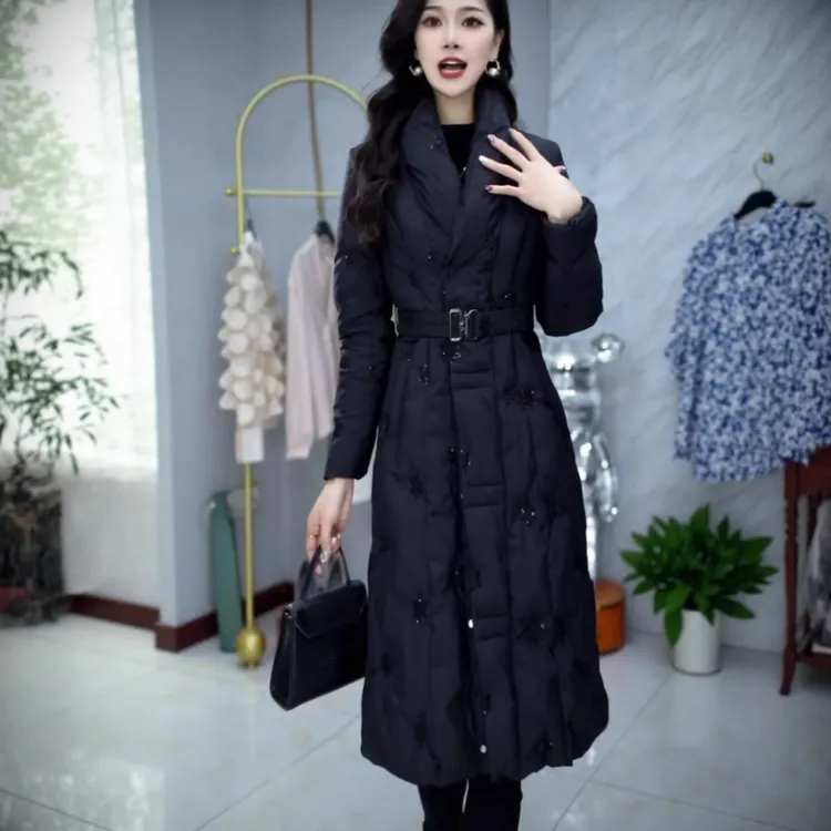 高级夹棉中长款棉衣2025新款冬季显瘦保暖加厚洋气修身香风棉服