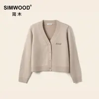SIMWOOD/简木【女装版型】5针羊毛混纺防静电刺绣开衫毛衣S12250613