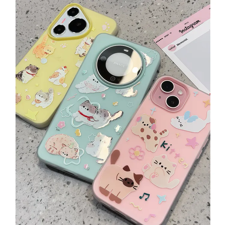 可爱猫咪肤感果冻适用苹果16手机壳iPhone15小米14vivoppo华为p70
