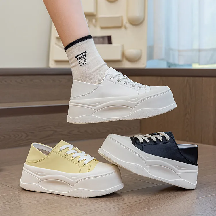 潮流新品两穿厚底板鞋女小白鞋2025春夏新款软底休闲增高鞋女