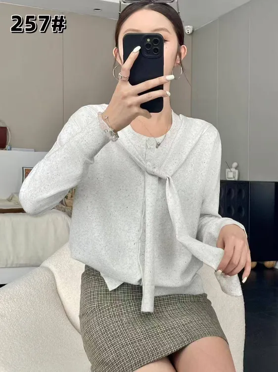 2025高端新款春秋仿羊毛针织衫女毛衣上衣胖mm宽松遮肚子羊绒开衫