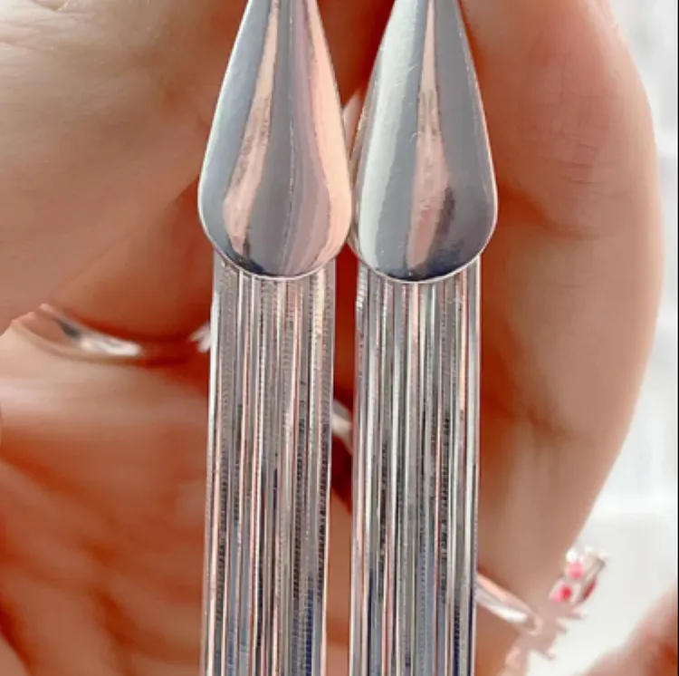 足银耳饰 足银耳饰 足银990银大板水滴流苏耳环