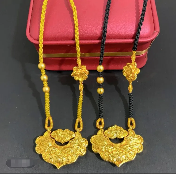 铜合金珐琅项链 铜合金项链锦鲤锁坠链手工编织项链平安喜乐项链