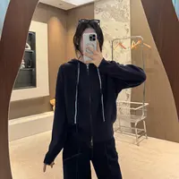 宿慕SUMU 韩版时尚连帽针织开衫 10-7新品百搭宽松帽衫毛衣28373
