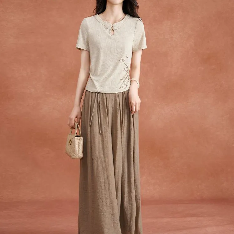 王小鸭2025新款女装夏季时尚套装漂亮时髦高级感洋气妈妈两件套裤